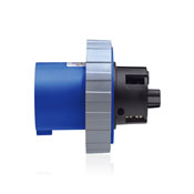 Product image for Leviton 460B9W 250 Volt 3-Phase 60 Amp 3-Pole 4-Wire Blue Resin 357 Parallel Pin and Sleeve Inlet