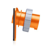 20 Amp, 125/250 Volt, IEC 309-1 & 309-2, 3P, 4W, Inlet North American Pin & Sleeve Receptacle, Industrial Grade, IP67, Watertight, - Orange