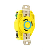 30 Amp, 250 Volt, Flush Mounting Locking Receptacle, Industrial Grade, Grounding, Corrosion Resistant, Yellow