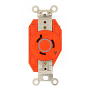 20-Amp, 277-Volt, Flush Mounting Locking Receptacle, Industrial Grade, Isolated Ground, V-0-MAX, Orange