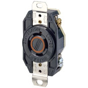 Product image for Leviton 2410 20amp 125/250v Black Locking Single Flush Receptacle, 3-Pole 4-Wire Non-Grounding, Industrial Grade