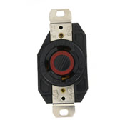 30-Amp, 480-Volt, Flush Mounting Locking Receptacle, Industrial Grade, Grounding, V-0-MAX, Black