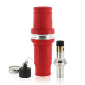 Complete Male Plug (Insulator, Male Contact, & Dust Cap), Crimped, 313 MCM Cable, 1135Amp Max., 1000Volt, 49 Series, Industrial Grade, Rhino-Hide Single Pole Connector - RED