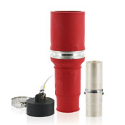 Complete Female Plug (Insulator, Female Contact, & Dust Cap), Crimped, 646 MCM Cable, 1135Amp Max., 1000Volt, 49 Series, Industrial Grade, Rhino-Hide Single Pole Connector - RED