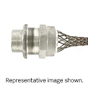 Product image for Leviton L7742 2-1/2 Inch Male Threaded Aluminum Single/Double Weave Straight Strain Relief Deluxe Cord Grip