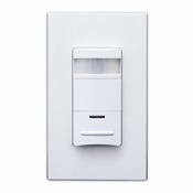 Lev Lok Passive Infrared Wallbox Occupancy Sensor, Single Relay, Photocell Controlled, Low Profile, 180 Degree Field of View, 2100 Sq Ft, Time Delay 30Sec-30Min, Ivory