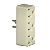 15 Amp, 125 Volt, Triple Outlet Adapter, Ivory