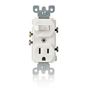 Leviton 5225 15 Amp, 120 Volt, Duplex Style Combination Single Pole Switch/Receptacle, Grounding, Ivory