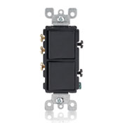 15 Amp, 120/277 Volt, Decora Brand Style Single-Pole / 3-Way AC Combination Switch, Commercial Grade, Grounding, Black