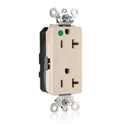 20 Amp, 125 Volt, Lev Lok Decora Hospital Grade Receptacle, 2P 3W, Illuminated, Light Almond