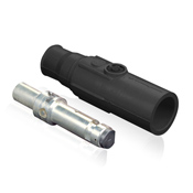22 Series Ball Nose In-Line Latching Male Connector, Single Pole Cam-Type Contact and Insulator, Crimped, 250-350MCM, 690A, Black
