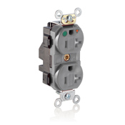 Leviton 20 Amp, 125 Volt, Lev Lok Duplex Receptacle, Isolated Ground, Tamper Resistant, Hospital Grade, Gray