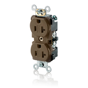 20-Amp, 125-Volt, Tamper-Resistant, Duplex Receptacle, Straight Blade, Commercial Grade, Self Grounding, Brown