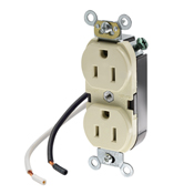 15 Amp 125 Volt Duplex Receptacle, 2-Pole, 3-Wire, Spec Grade, Gray