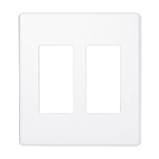 Wallplate for Renoir II Architectural Wall Box Dimmer, Fins Left On, 2 Narrow Dimmers Supported, Light Almond
