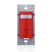 Leviton, Neutral, 3 by 3, Title 24 Compliant, Ambient Light Override, Self Adjusting, Dual Relay Multi-Tech Wall Occupancy Sensor, Red