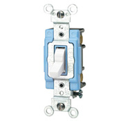 15 Amp, 120 Volt, Toggle Lighted Handle, Illuminated Off 3-Way AC Quiet Switch, Extra Heavy Duty Grade, Self Grounding, Back and Side Wired, White