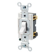 20 Amp, 120/277 Volt, Toggle Double-Pole AC Quiet Switch, Heavy Duty Grade, Grounding, White