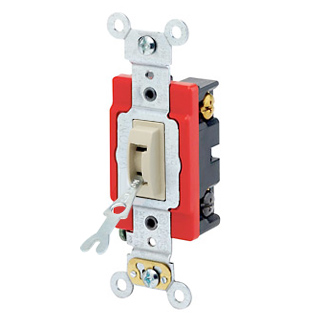 20 Amp, 120/277 Volt, Toggle Locking 4-Way AC Quiet Switch, Extra Heavy Duty Grade, Self Grounding, Back and Side Wired, Ivory