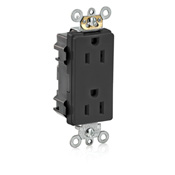 15 Amp, 125 Volt, Modular Receptacle, Narrow Body, Decora Plus, Nylon, Black
