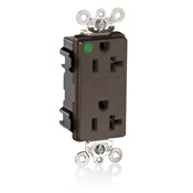 20 Amp, 125 Volt, Modular Receptacle, Decora Plus, Hospital Grade, Brown