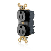 20 Amp, 125 Volt, Modular Duplex Receptacle, Tamper Resistant, Industrial Spec Grade, Self Grounding, Black