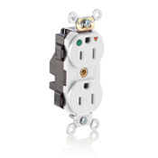 15 Amp, 125 Volt, Lev Lok Duplex Receptacle, Isolated Ground, Hospital Grade, White