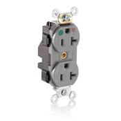 20 Amp, 125 Volt, Lev Lok Duplex Receptacle, Isolated Ground, Hospital Grade, Gray