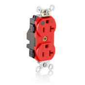 20 Amp, 125 Volt, Lev Lok Duplex Receptacle, Isolated Ground, Hospital Grade, Red