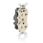 20 Amp, 125 Volt, Lev Lok Duplex Receptacle, Isolated Ground, Hospital Grade, Light Almond