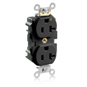 20 Amp, 125 Volt, Lev Lok Duplex Receptacle, Isolated Ground, Industrial Spec Grade, Black