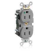 15 Amp, 125 Volt, Modular Duplex Receptacle, Slim Hospital Grade, Gray