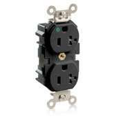 20 Amp, 125 Volt, Modular Duplex Receptacle, Hospital Grade, Tamper Resistant, Black