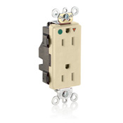15 Amp, 125 Volt, Lev Lol Decora Receptacle, Isolated Ground, Hospital Grade, Ivory