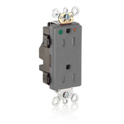Tamper-Resistant, Hospital Grade, Isolated Ground, Lev-Lok, 15 Amp, 125 Volt, 2P, 3W, Modular Decora Duplex Receptacle, Gray