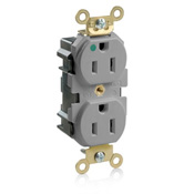 15 Amp, 125 Volt, Modular Duplex Receptacle, Hospital Grade, Gray