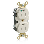 Lev-Lok MRI, Duplex Receptacle Outlet, Extra Heavy-Duty Hospital Grade, Smooth Face, 15 Amp, 125 Volt, Modular, NEMA 5-15R, 2-Pole, 3-Wire, Self-Grounding - Light Almond Mating Lev-Lok Wiring Module Required for Use