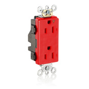 15 Amp, 125 Volt, Lev Lok Decora Receptacle, Isolated Ground, Tamper Resistant, Red