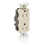 15 Amp, 125 Volt, Lev Lok Decora Receptacle, Isolated Ground, Tamper Resistant, Light Almond