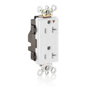 20 Amp, 125 Volt, Lev Lok Decora Receptacle, Isolated Ground, Tamper Resistant, Industrial Grade, White