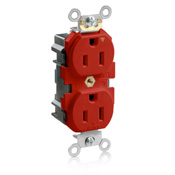Tamper-Resistant, Industrial Grade, Isolated Ground, Lev-Lok, 15 Amp, 125 Volt, 2P, 3W, Modular Duplex Receptacle, Red