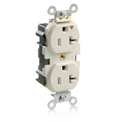 Leviton 20 Amp, 125 Volt, Lev Lok Duplex Receptacle, Isolated Ground, Tamper Resistant, Industrial Grade, Light Almond