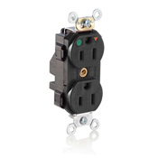Leviton 15 Amp, 125 Volt, Lev Lok Duplex Receptacle, Isolated Ground, Tamper Resistant, Hospital Grade, Black
