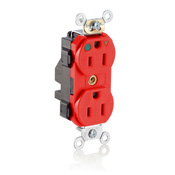 Leviton 15 Amp, 125 Volt, Lev Lok Duplex Receptacle, Isolated Ground, Tamper Resistant, Hospital Grade, Red