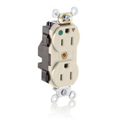 Leviton 15 Amp, 125 Volt, Lev Lok Duplex Receptacle, Isolated Ground, Tamper Resistant, Hospital Grade, Light Almond