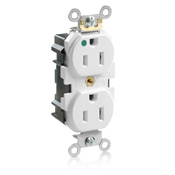 Leviton 15 Amp, 125 Volt, Modular Duplex Receptacle, Narrow Body, Tamper Resistant, Hospital Grade, White