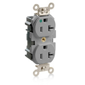 Leviton 15 Amp, 125 Volt, Modular Duplex Receptacle, Narrow Body, Tamper Resistant, Hospital Grade, Gray