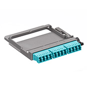 HDX Fiber Adapter Plate, OM3 & OM4, Quad LC (aqua), 12 fibers, Zirconia Ceramic Sleeve