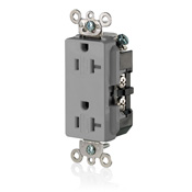 20 Amp, 125 Volt, Tamper Resistant, Decora Plus Duplex Receptacle, Straight Blade, Commercial Grade, Self Grounding, Gray