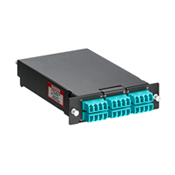 OPT-X Fiber Spice Module 24 Fiber LC. Loaded with color coded pigtails. LOMM OM3. For use with OPT-X ULTRA 1000I and 500I RM Enclosures and OPT-X WM Enclosures - Aqua